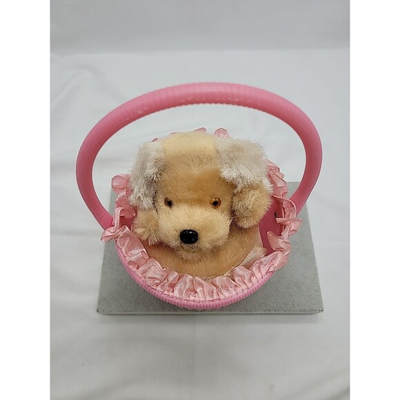 Vintage 1960s Pink "Little Dog In The Basket" Wind Up Mechanical Toy Japan Works - Picture 11 of 15